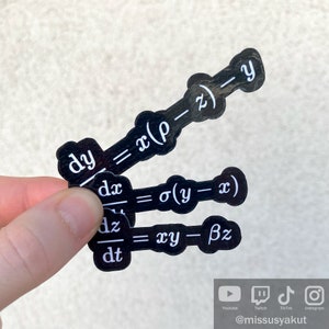 Ensemble d'autocollants scientifiques imperméables pour ordinateur portable avec les équations du système de Lorenz, formule de solution chaotique avec effet papillon, décalcomanie mathématique pour bouteille d'eau