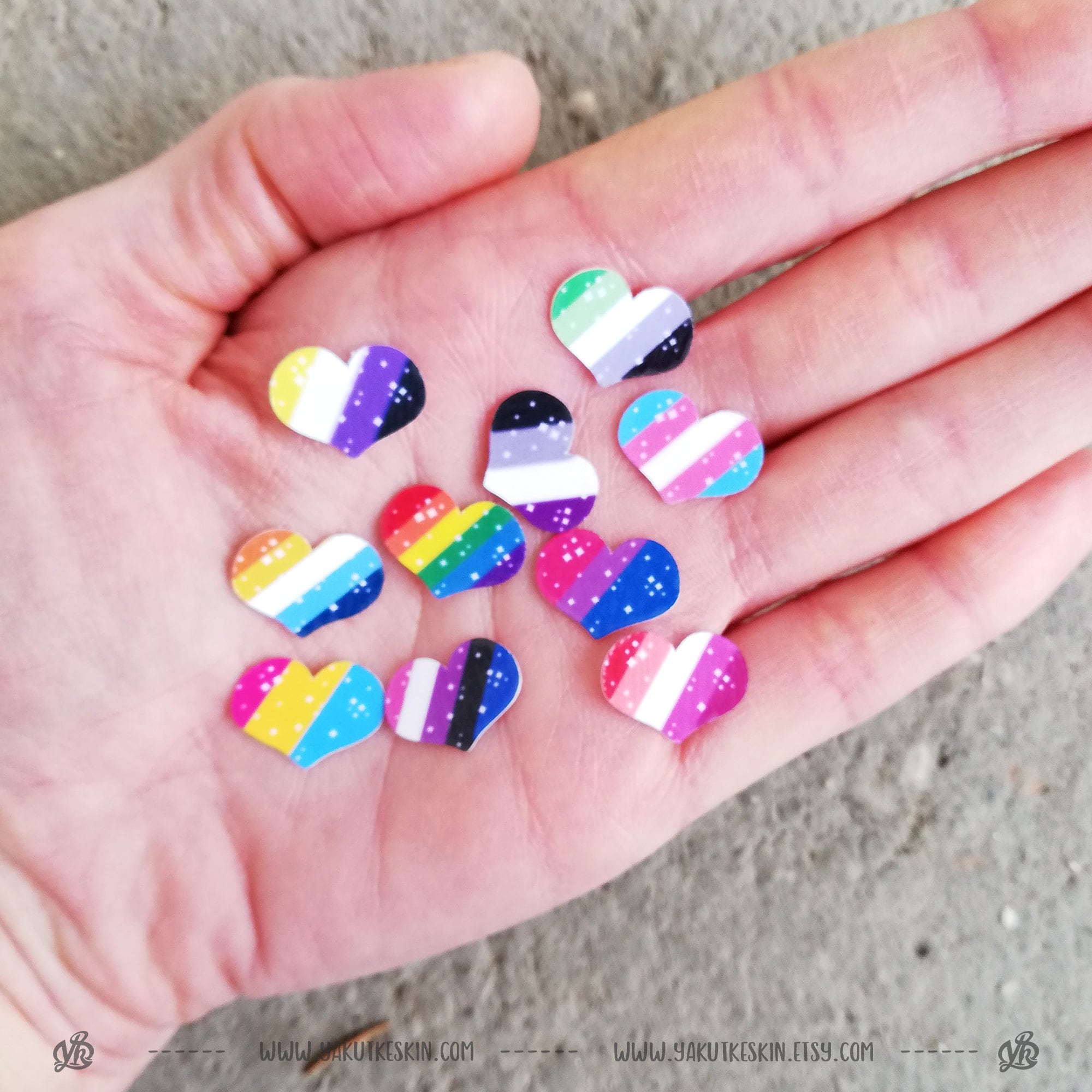 10 Mini MIX of LGBTQ Pride Flag Heart Sticker Pack Waterproof - Etsy