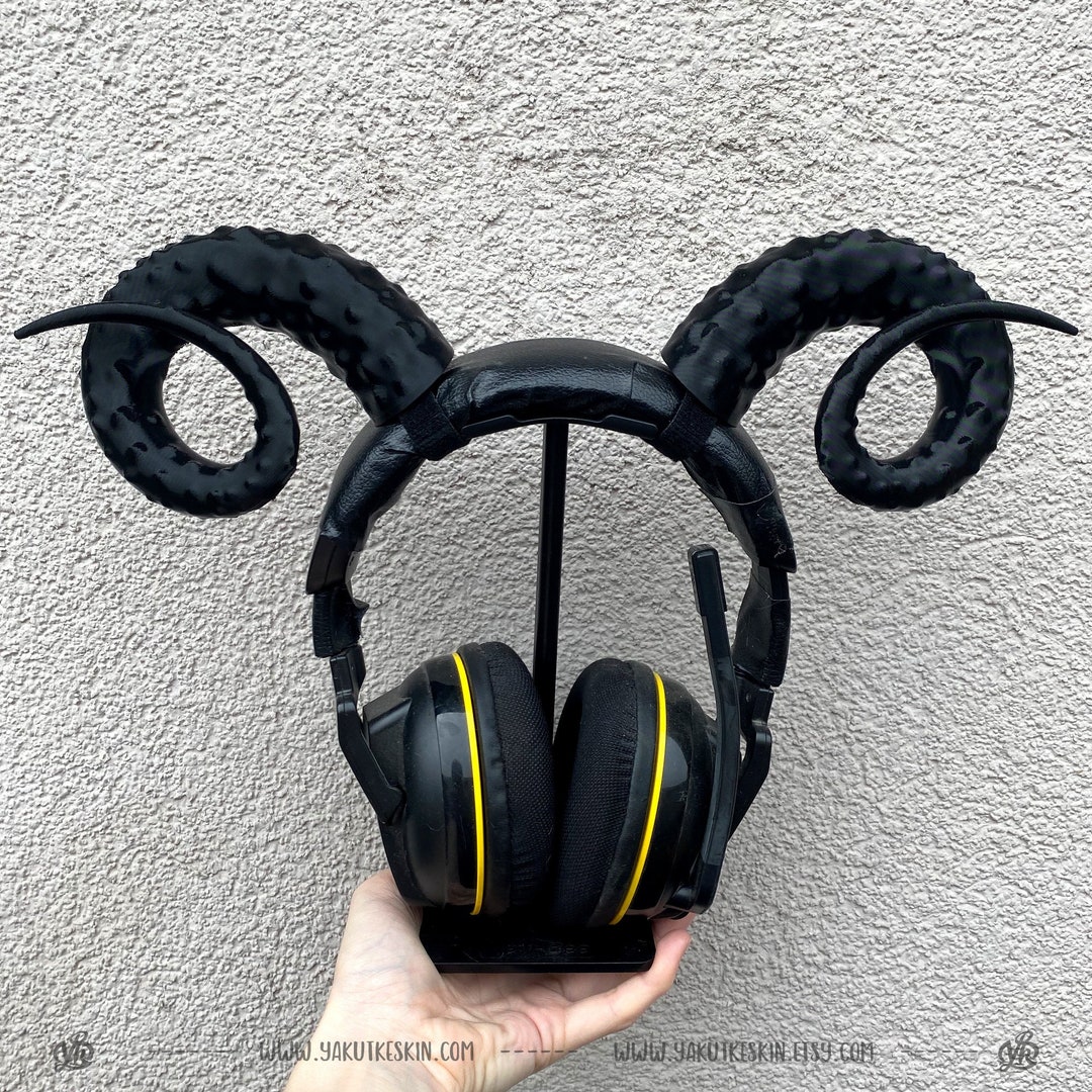 BIG Gothic Belphegor Demon Horns for Headphones, Curved Ram Horns