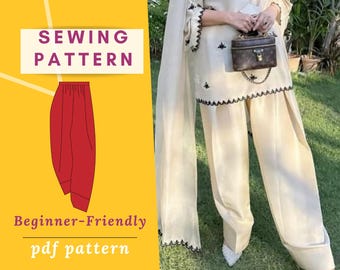 Farshi Salwar Sewing Pattern: Traditional Mughal Style (XS-XXXXL) (Instant Download)