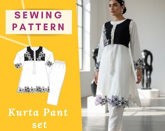 Kurta Pant Sewing Pattern: Women's Traditional Outfit (XS-XXXXL) (Instant Download)