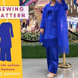 Farshi Salwar Kameez Sewing Pattern: Traditional Women's Design (PDF Download, XS-4XL)