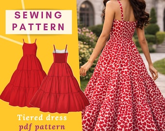 Tiered Maxi Dress Sewing Pattern | Sleeveless, Beginner Friendly (PDF Pattern)