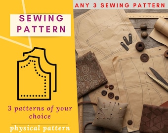 Physical sewing patterns of your choice | choose any 3 | one size each | free delivery