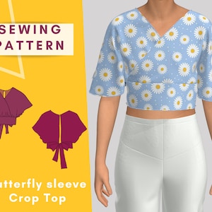 Crop Top naaipatroon voor dames | Maat XS - XL pdf-patroon om thuis af te drukken | Direct downloaden | Gemakkelijke digitale PDF