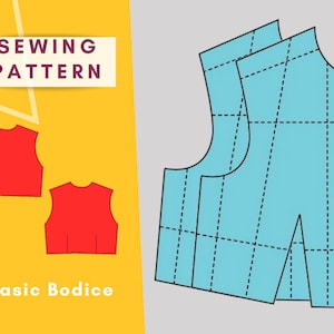 Basic Bodice Sewing Pattern for women | Size XS -Xl | pdf pattern for printing at home  | Instant Download  | Easy Digital PDF