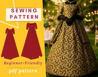 Anarkali Dress Sewing Pattern PDF: Indian Gown, XS-4XL (Digital Download)