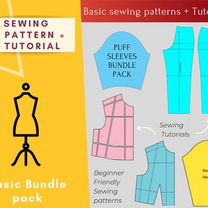 Basic Sewing Patterns Bundle for women + Tutorials | Size XS -Xl | pdf pattern for printing at home  | Instant Download  | Easy Digital PDF