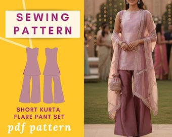 Kameez & Flared Pants Sewing Pattern: Indian Ethnic Wear (PDF Download, XS-XXXXL