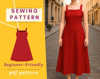 Linen Maxi Dress PDF Sewing Pattern: Sleeveless Cottagecore Style (XS-4XL Digital Download