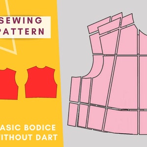 Basic Bodice Sewing Pattern for women | Size XS -Xl | pdf pattern for printing at home  | Instant Download  | Easy Digital PDF