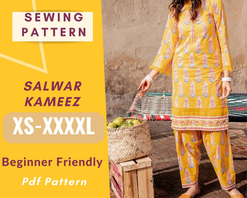 Kamij Pattern Salwar Kameez Sewing Pattern: Traditional South Asian Outfit (PDF ...