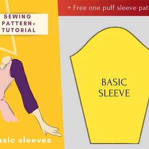 Basic Sleeves Sewing Pattern for women | Size XS,S,M,L,XL - pdf pattern for printing at home  | Instant Download  | Easy Digital PDF