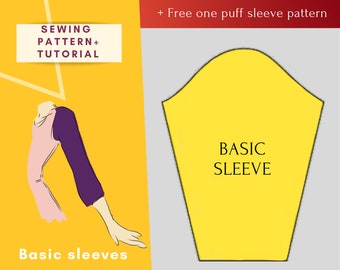 Basic Sleeves Sewing Pattern for women | Size XS,S,M,L,XL - pdf pattern for printing at home  | Instant Download  | Easy Digital PDF