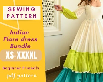 Anarkali Dress Sewing Pattern: Flare, Circle & Rapunzel Styles (PDF Pattern)