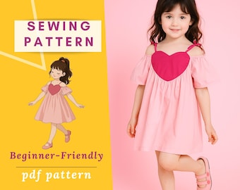Kinder Herz Kleid Schnittmuster: Anfängerfreundliches PDF mit Video