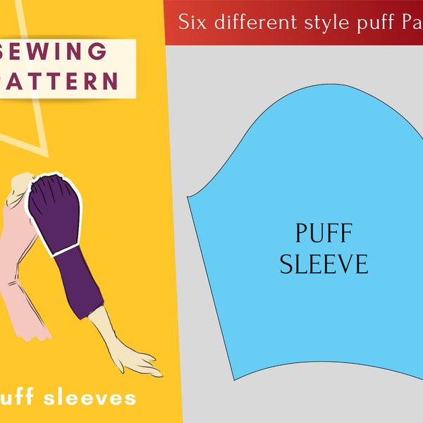 Puffed Sleeves Pattern Pack. Romantic Balloon And Five Different Style Puff Sleeves | 5 SIZES | PDF Sewing pattern