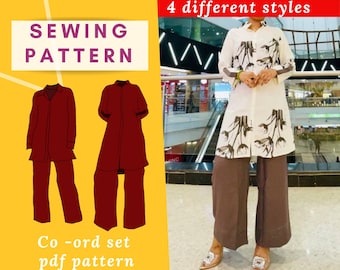 Patrón de costura para mujer en PDF (conjunto a juego) / Talla XXS-3XL / Descarga instantánea
