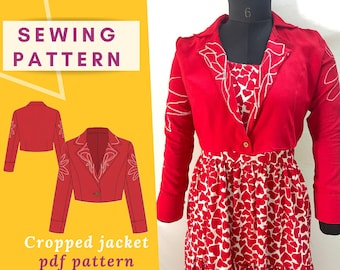 cropped jacket Sewing Pattern | Women Sewing Pattern | Sizes xxs-3xl available| Instant download| Pdf pattern