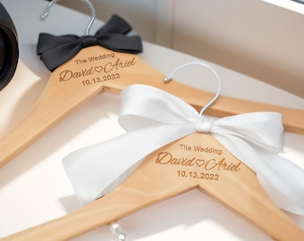 Handmade Personalized Bride and Groom Hanger - Wedding Dress Bridal Hanger - Bridesmaid Gifts For Bride - Wedding Gifts - Groomsmen Gifts