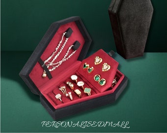 Coffret à bijoux de demoiselle d'honneur personnalisé cercueil fait main-Cadeaux de demoiselle d'honneur-boîte de rangement de bijoux personnalisée-boîte de rangement de bijoux gothiques-cadeau pour elle-lui