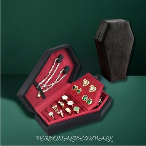 Handgemachte personalisierte Sarg Schmuck Box-Schmuck Organizer Box-Gothic Schmuck Organizer-Brautjungfer Geschenke-Halloween-Weihnachtsgeschenke