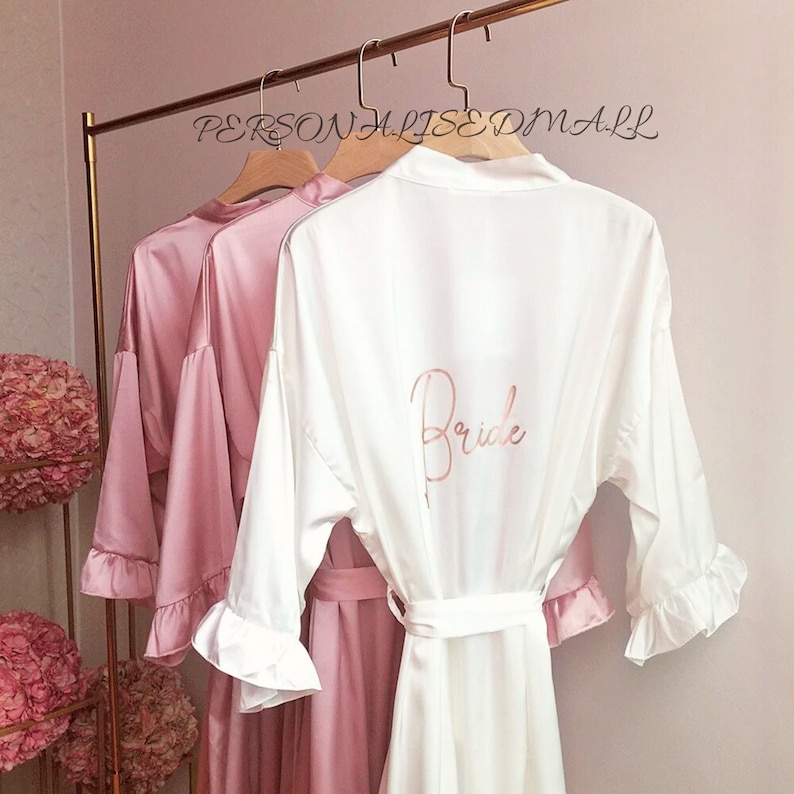 Handmade Personalized Bridesmaid Robes-Bridal Party Robes-Bride Robe-Bridal Robe-Bridesmaid Gifts-Wedding Gifts-Bride Gift For Her-Robe-Gift image 2