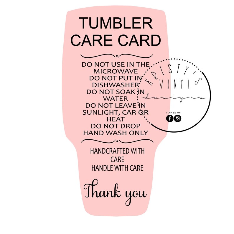 Download Tumbler Care Card Print to Cut Cricut Silhouette Cameo SVG ...