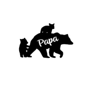 Papa Bear With Cubs Svg | Papa Bear Svg | | Silhouette papa ours Oursons Svg | png | Papa Svg |