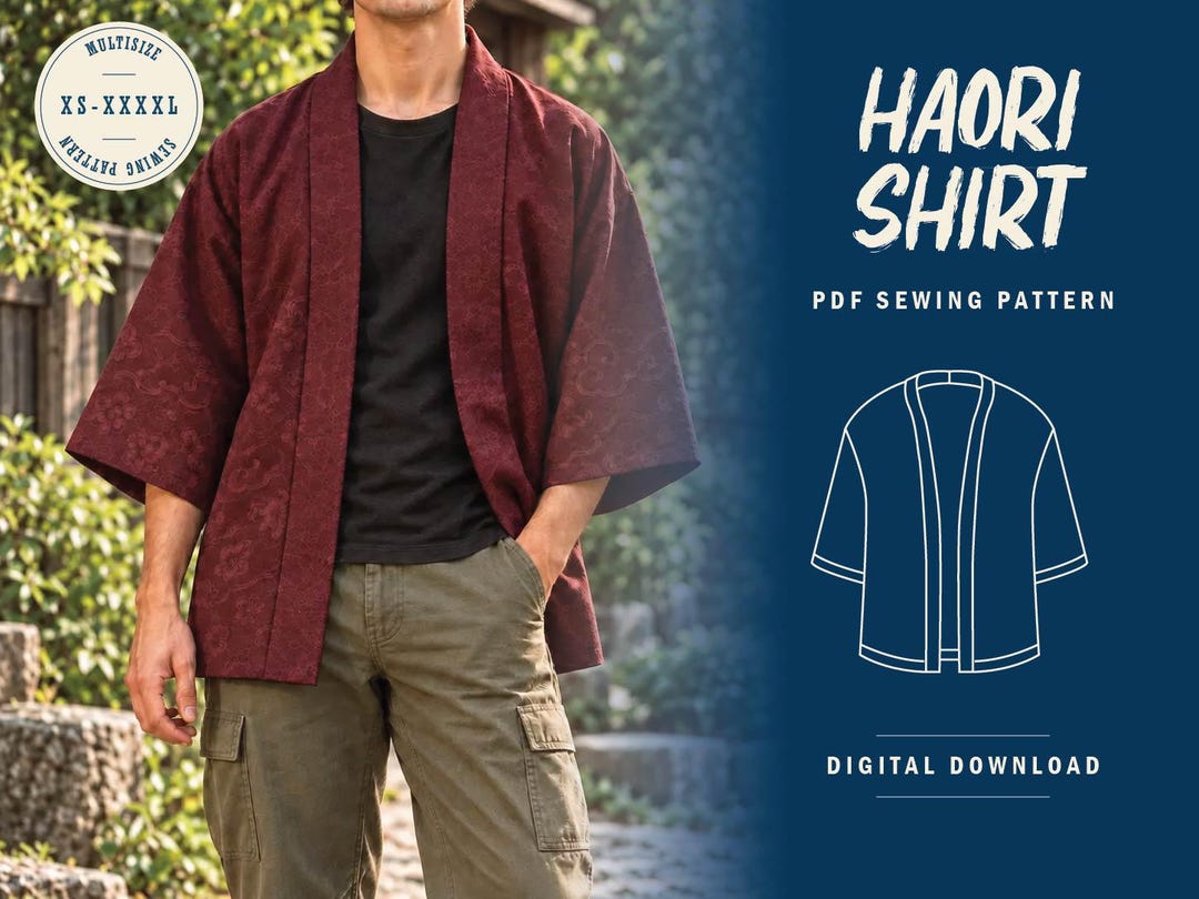 Kimono Sewing Pattern PDF | Unisex Japanese Robe Haori Jacket | XS