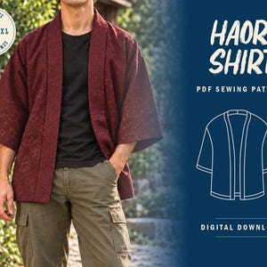 Patrón de costura de kimono en PDF / Chaqueta tipo túnica japonesa unisex Haori / Tallas XS-XXXL / Disfraces y cosplay