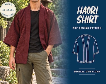 Kimono Sewing Pattern PDF | Unisex Japanese Robe Haori Jacket | XS-XXXL | Costume & Cosplay