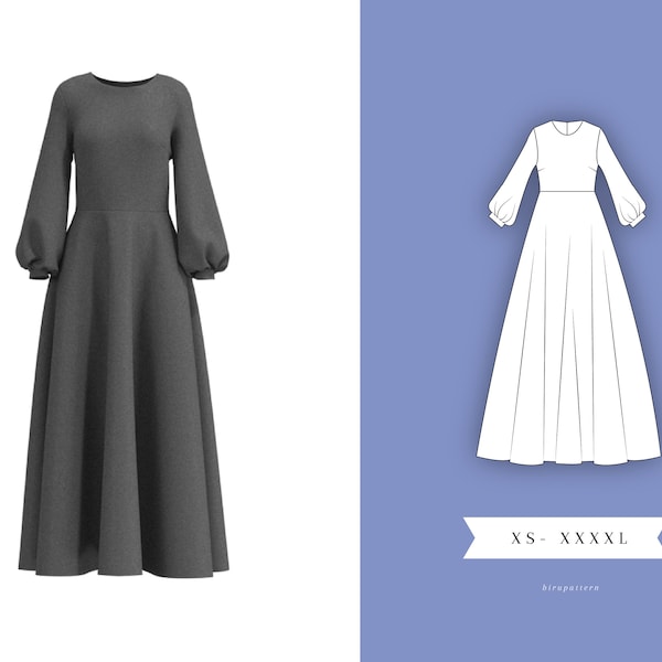 Abaya Modest Dress - Woman PDF Sewing Pattern - XS - XXXXL