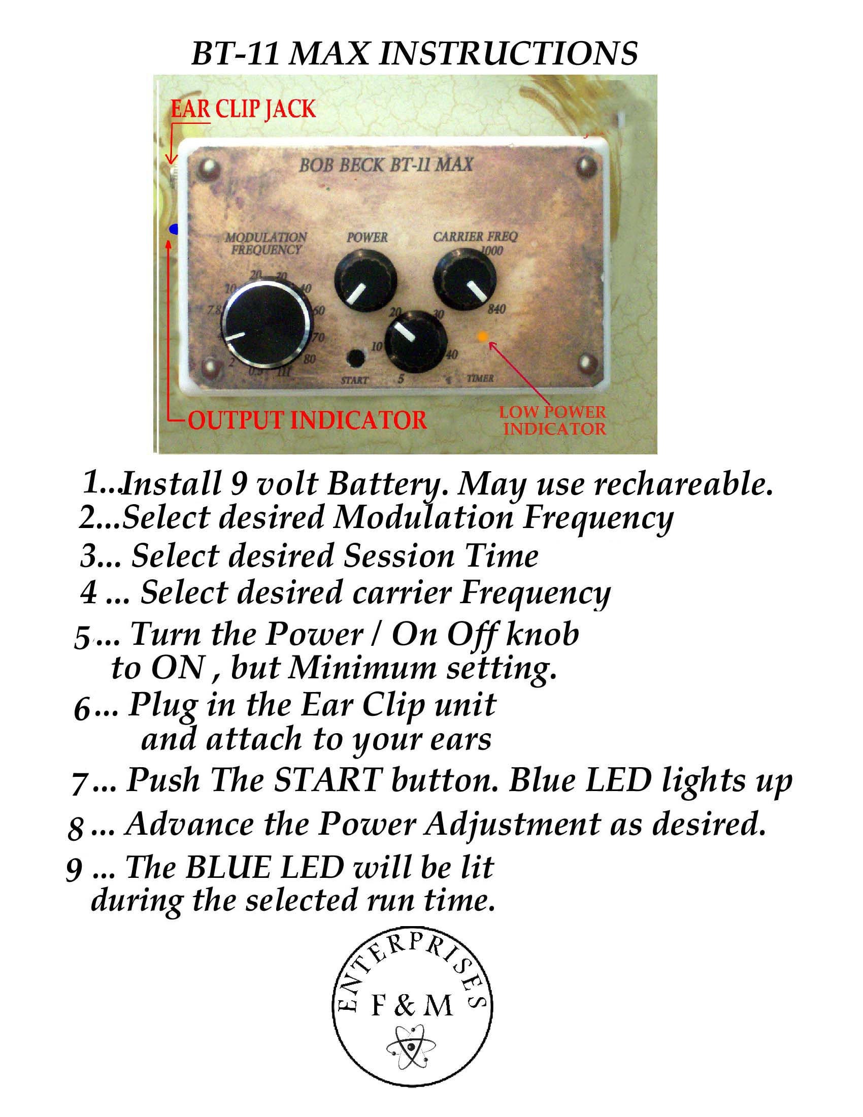 Bob Beck BT11 MAX Bio Tuner W/ Low Power Led/timer/adj Carrier/9 V