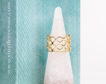 Mystic Mermaid Ring Gold Tiny Devotions Exclusive Design Sacred Geometry Rings Crystal Healing