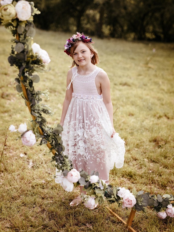 crochet communion dress Buy Communion Dress FLOWERFAIRY Crochet Dress With 3D Tulle Lace,  Christening Dress, Wedding Dress, Princess, Flower Girl to the Bride Online  in India
