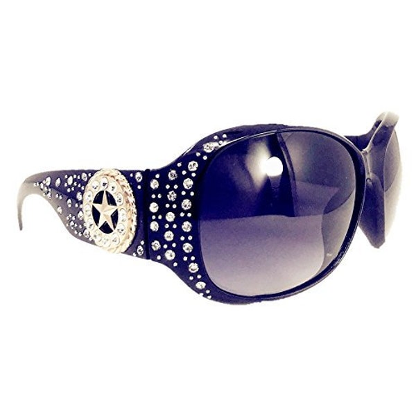 Texas west star round concho rhinestone western bling sunglasses uv 400 lens in multi colors