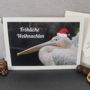 Weihnachtskarte, Pelikan, Klappkarte, mit Briefumschlag, Grußkarte, Vogel, Weihnachten, Karte