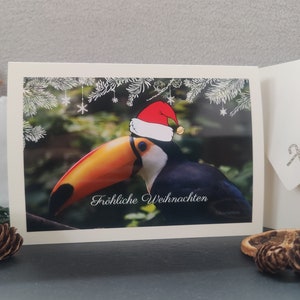 Weihnachtskarte, Tukan, Klappkarte, mit Briefumschlag, Grußkarte, Vogel, Weihnachten, Karte, Winter