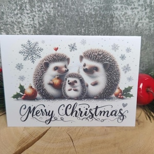 Grußkarte, Weihnachten, Klappkarte, Briefumschlag, Igel, Tier, Familie, Weihnachtskarte, Frohe Weihnachten, Natur, A6 gefaltet, Winter