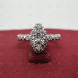 1ct Marquise Cut Diamond Engagement Ring/Sterling Silver/Art Deco Vintage Ring/Unique Diamond Halo Ring / Vintage Ring / Wedding Ring / Gift