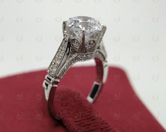 1.90 Ct Round Cut Diamond Edwardian Art Deco Bague de fiançailles Victorienne Solitaire Ring Wedding Womens Ring vintage Diamond Ring For Women