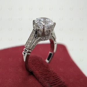 1.90 Ct Round Cut Diamond Edwardian Art Deco Engagement Ring Victorian Solitaire Ring Wedding Womens Ring Vintage Diamond Ring For Women