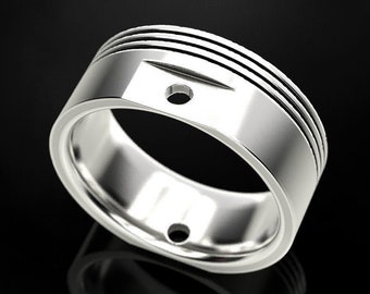 Engine Piston Ring Men's Wedding Band Biker Ring Mechanic Ring Men's Anniversary Band Ring Vehicle Engine Part Ring Unique Gift For Him