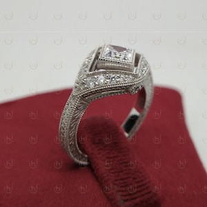 Estate Ring, 2.00 Carat Princess Cut Diamond Engagement Ring Art Deco Wedding Ring, Princess Cut Vintage Ring, Anniversary Ring For Women
