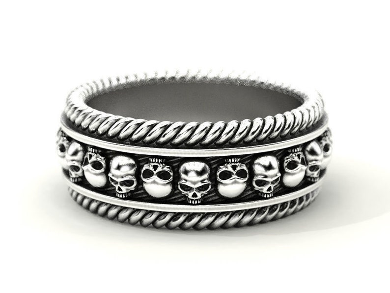 Gothic Skull Wedding Band Ring Gothic Ring Skull Band Gothic Etsy