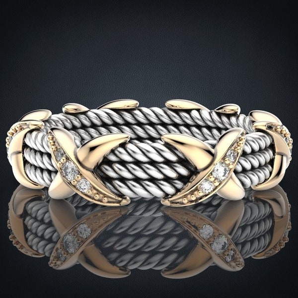 Two Tone Rope Ring - Etsy