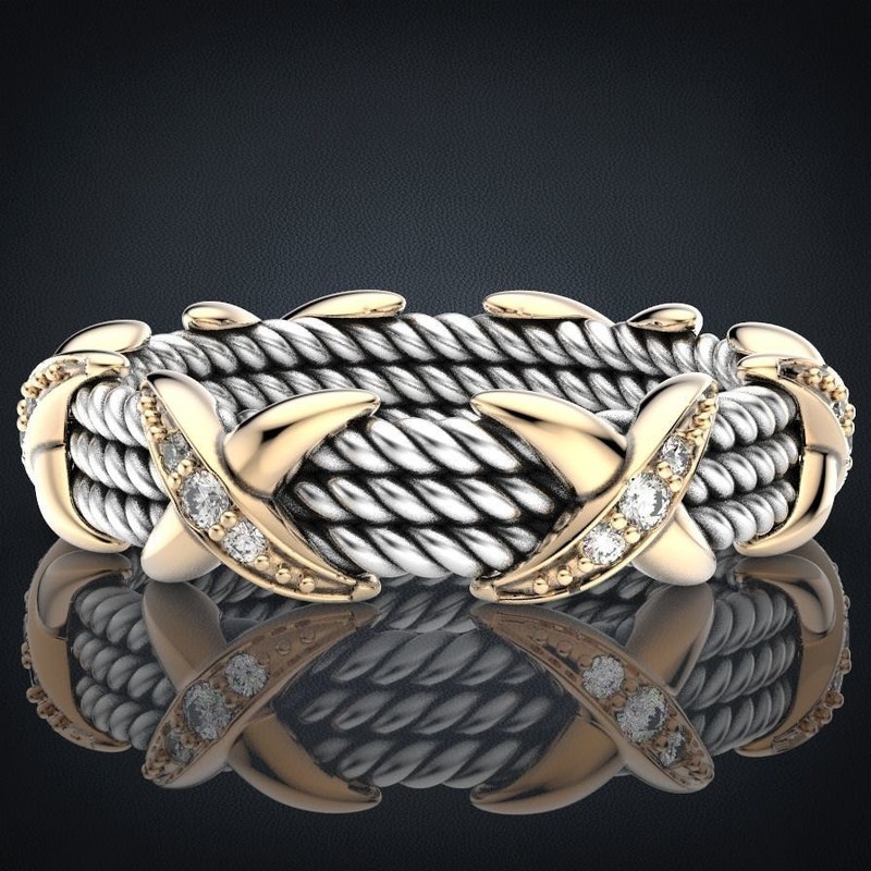 Two Tone Rope Ring - Etsy