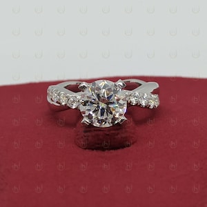 1.90 Ct Round Cut Diamond Twisted Engagement Ring, Brilliant Solitaire Ring, Twist Shank Ring, Wedding Ring, Anniversary Proposal Ring
