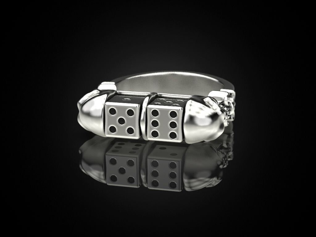 Womens Stylish Skull Dice Ring In 925 Sterling Silver Gothic Etsy